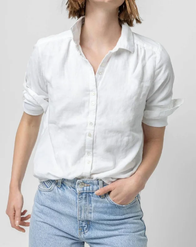 Long Sleeve Button Down Shirt In White