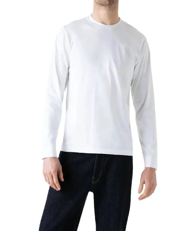 Long Sleeve Riviera Midweight T‑Shirt In White