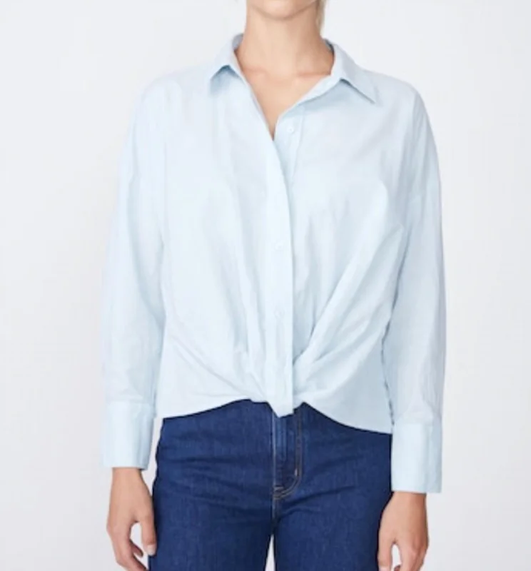 Long Sleeve Twist Front Shirt In Sky