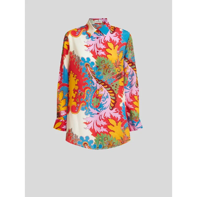 Multi-coloured Paisley Print Silk Shirt