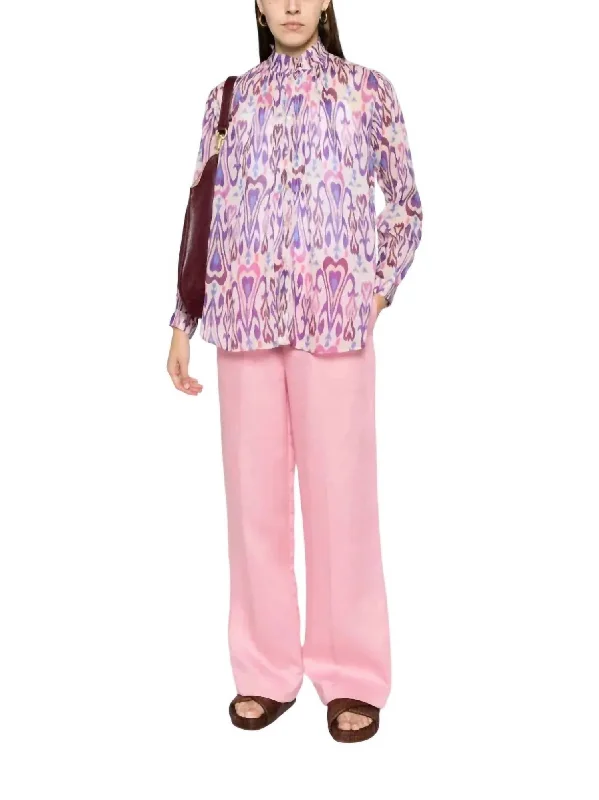 Norther Light Print Voile Bohemian Shirt In Twilight