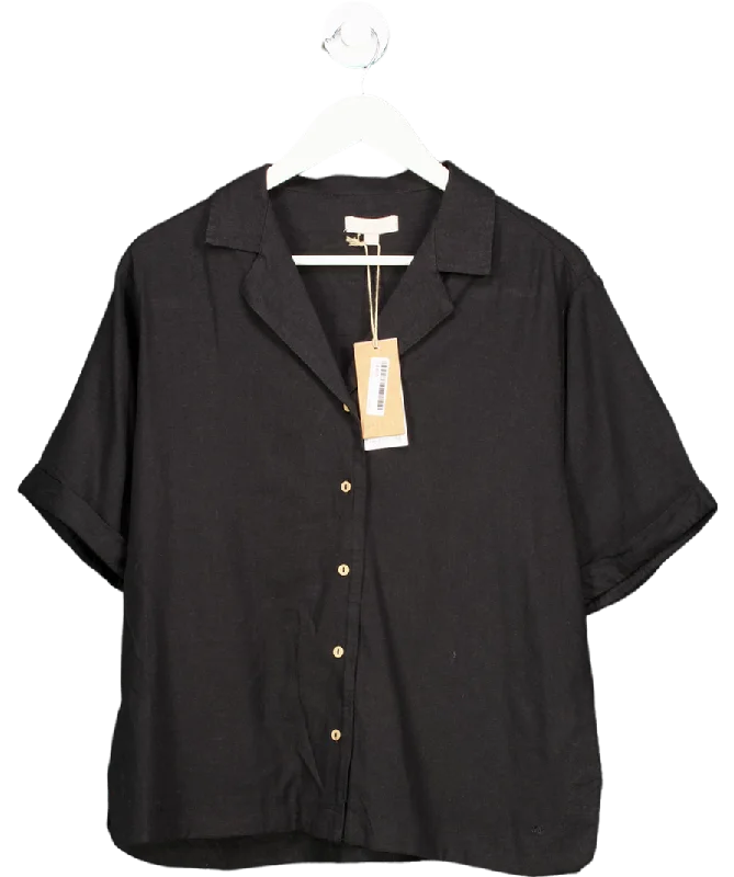 rise Black Button Down Collared Shirt UK 8