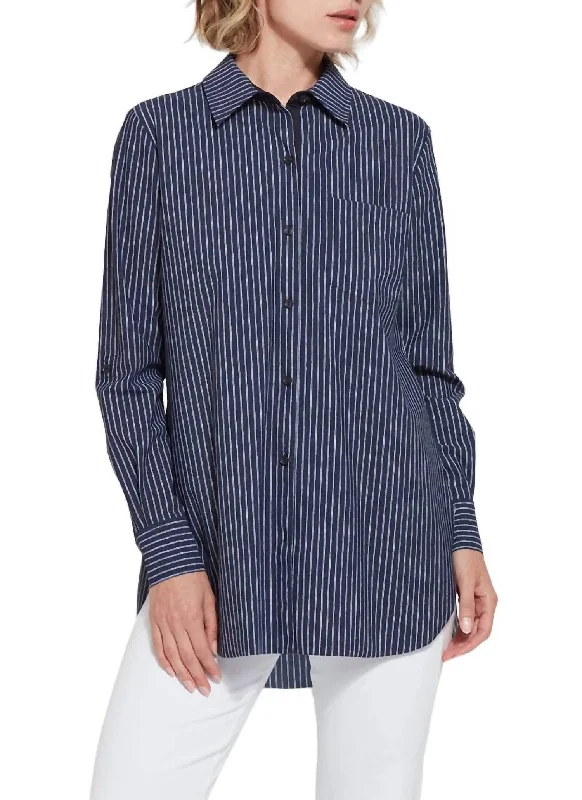 Schiffer Button Down Shirt In Oxford Pinstripe