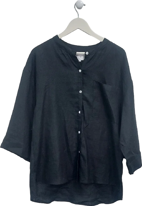 Second Summer Black Andrea Linen Shirt UK M/L