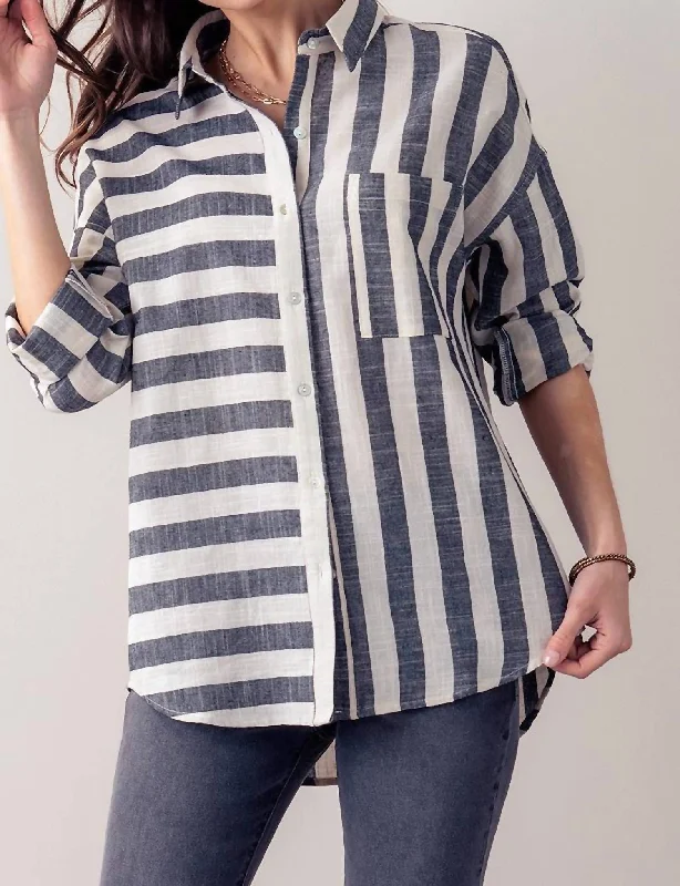 Striped Woven Shirt In Black