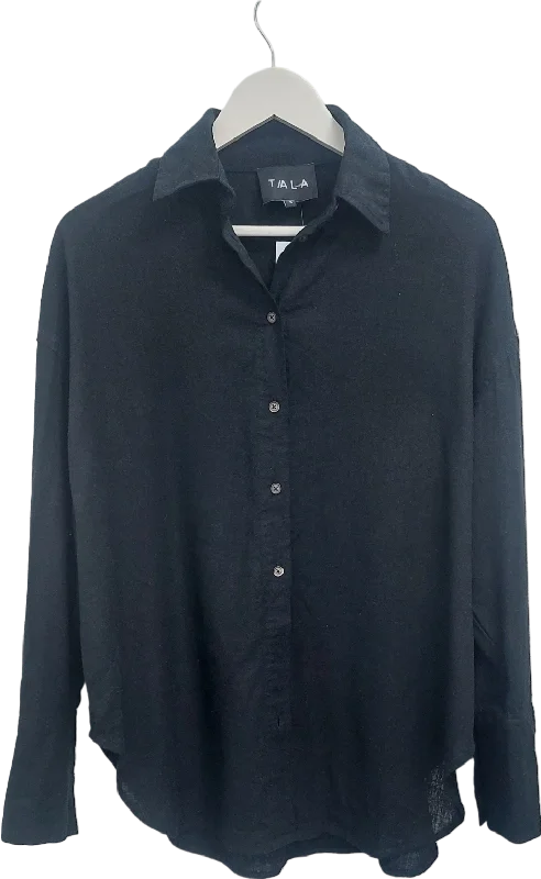 T/ALA Black The Essential Linen Shirt UK S