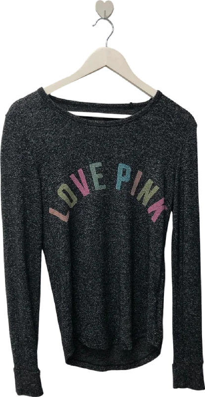 victoria's secret Black Love Pink Shirt Women's Long Sleeve UK XS