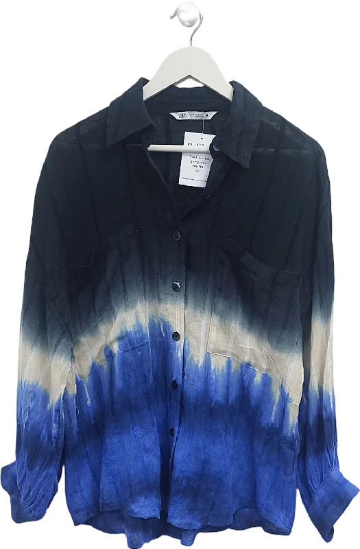 ZARA Black Tie Dye Effect Shirt UK XS