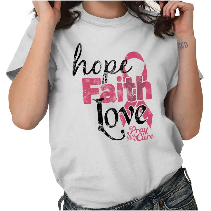 Breast Cancer Hope Faith Ladies T Shirt