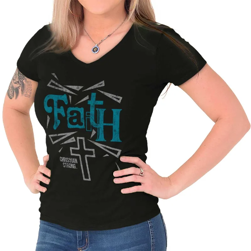 Faith And Cross Junior Fit V-Neck T Shirt