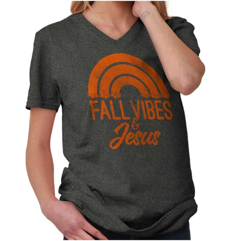 Fall Vibes & Jesus V-Neck T Shirt