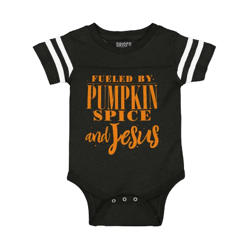 Fueled by PSLs and Jesus Football Romper Bodysuit