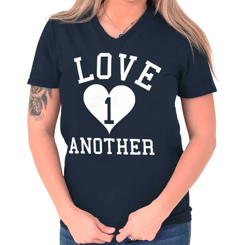 Love One Another Printed Adult V-Neck T-Shirt