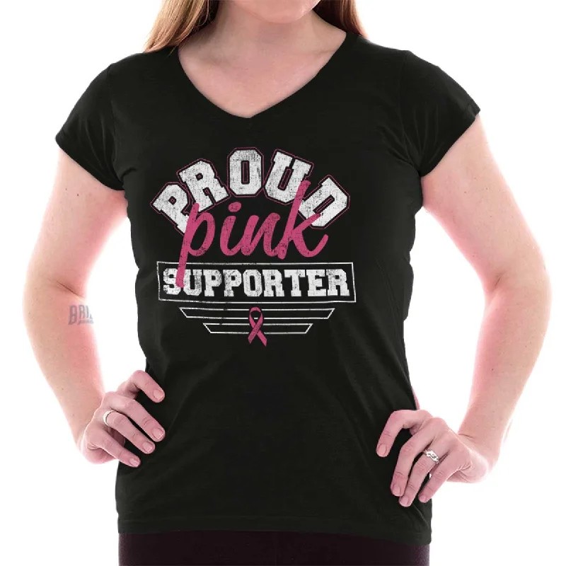 Breast Cancer Awareness Junior Fit V-Neck T Shirt