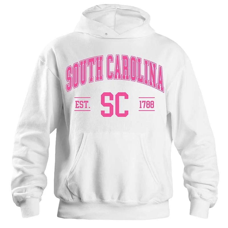 South Carolina Established Hoodie in White & Pink