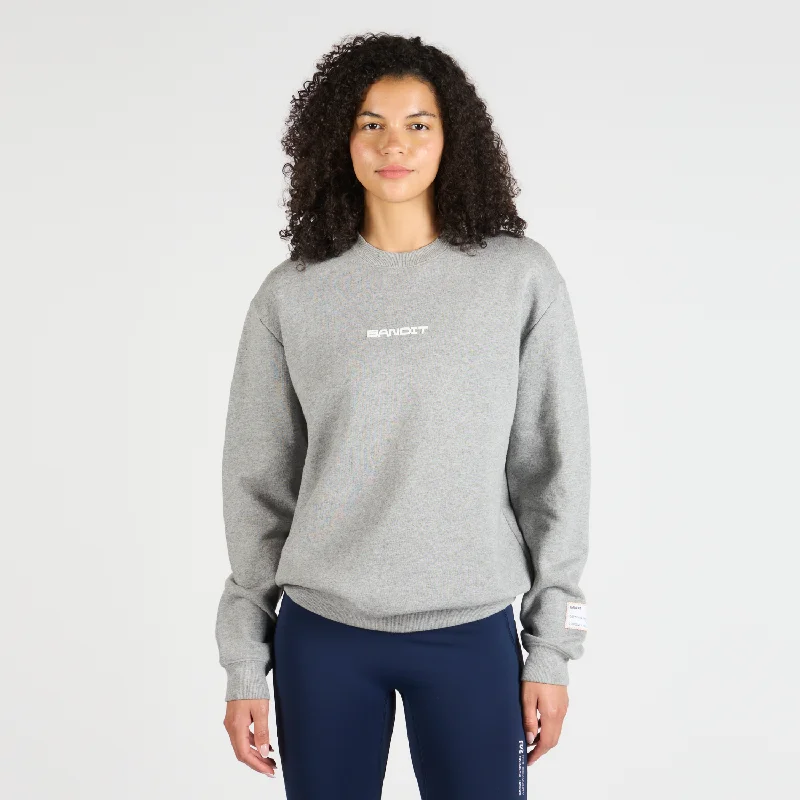 Cotton Fleece Evolve Running Crewneck - Heather Grey