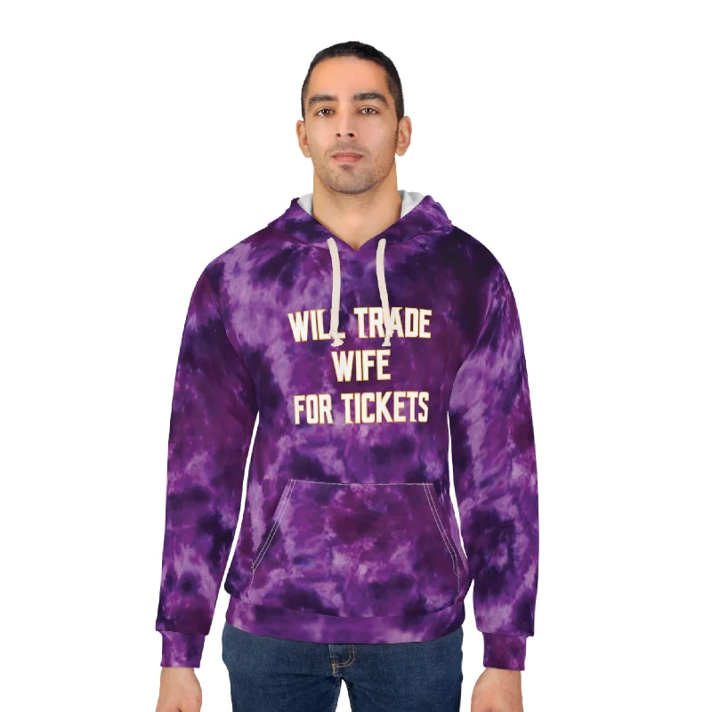 Unisex Pullover Hoodie - Purple Tie-Dye - Wife for Tickets