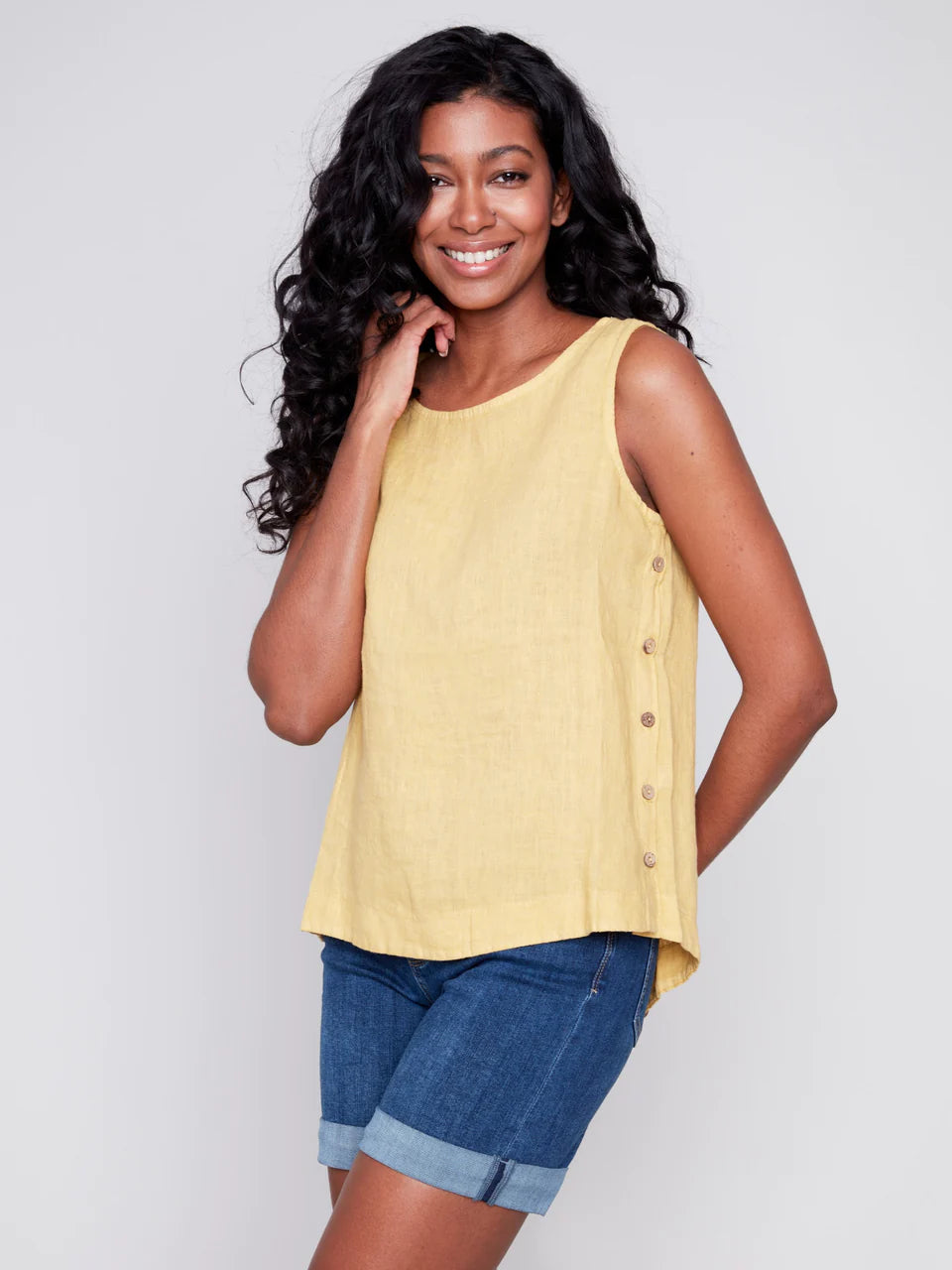 C.B 4425RR Sleeveless Linen Top