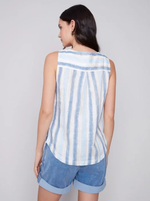 C.B 4425X Sleeveless Linen Top