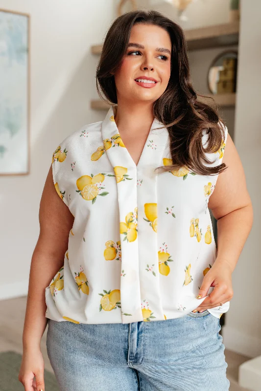 Hazel Blues® |  When Life Gives You Lemons Sleeveless Blouse