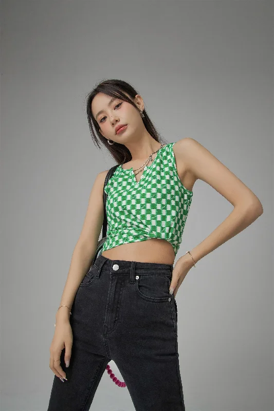 Not Afraid Of Tomorrow Checkered Sleeveless Top