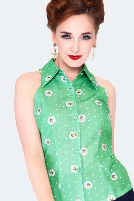 Daisy And Polka Dot Sleeveless Blouse