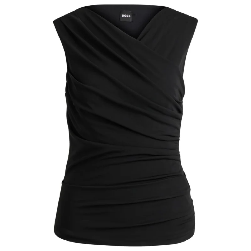 Sleeveless top with wrap front