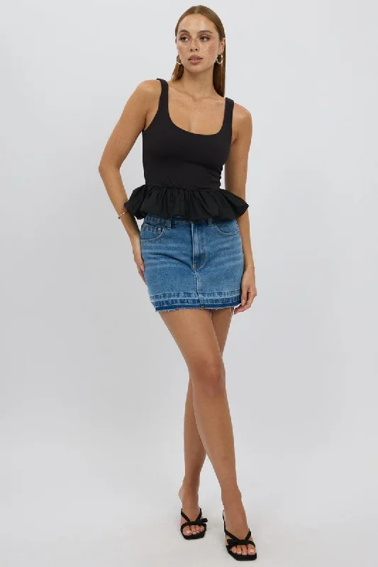 Black Bubble Top Sleeveless