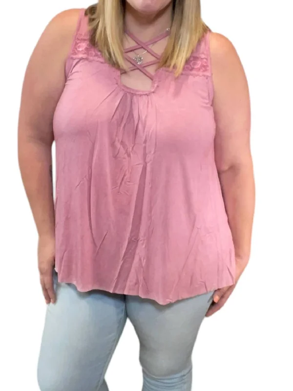 Criss Cross Sleeveless Top In Pink