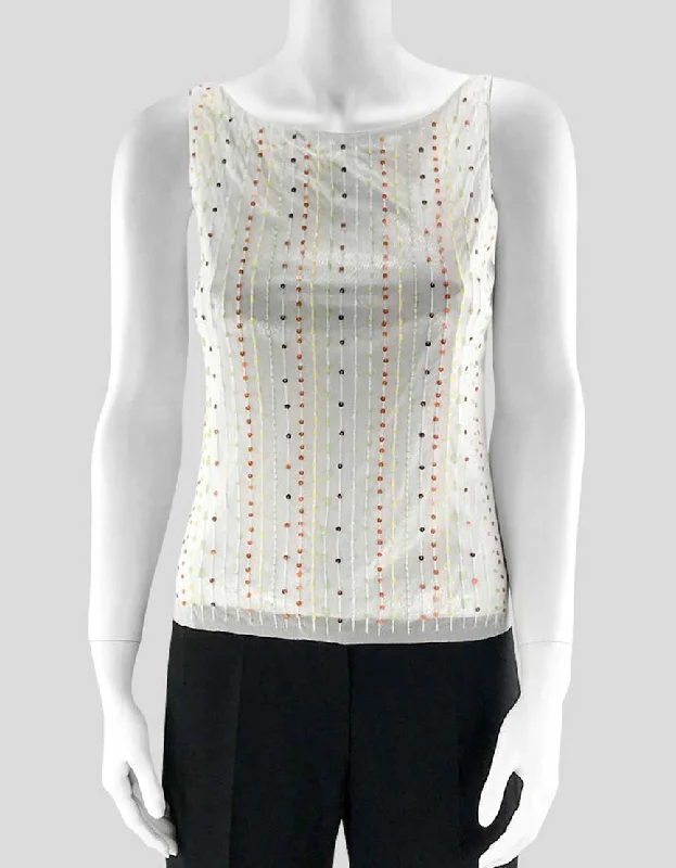 Vivienne Tam Women's White Sleeveless Top - Small