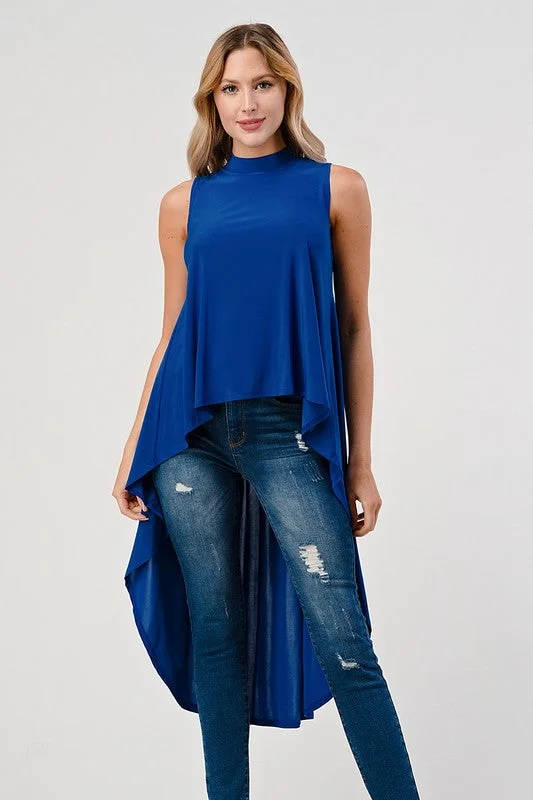 The Sleeveless Hi Low Mock Neck Top