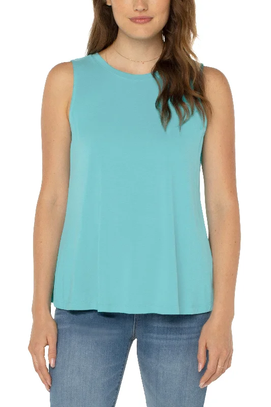 Liverpool A-Line Sleeveless Knit Top in Turquoise Tide