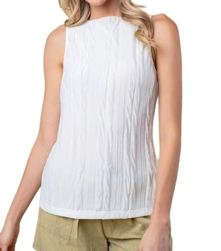 Sleeveless Solid Knit Top In Cream