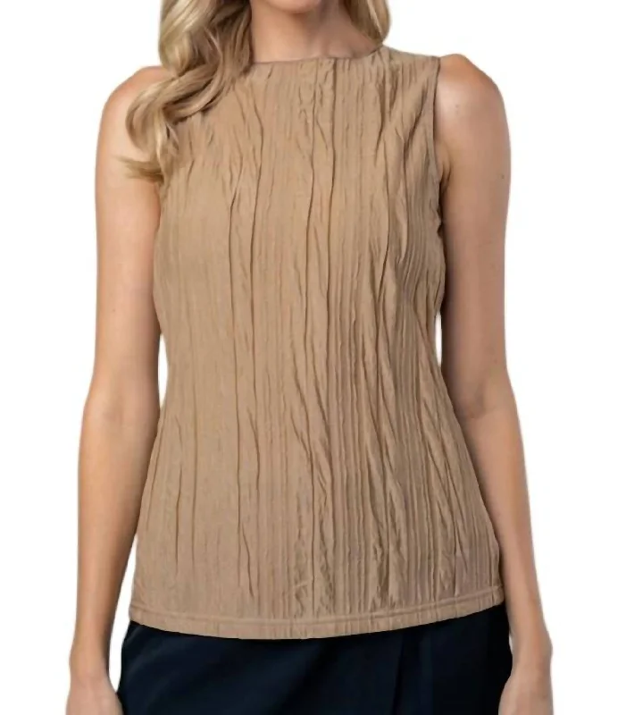 Sleeveless Solid Knit Top In Mocha