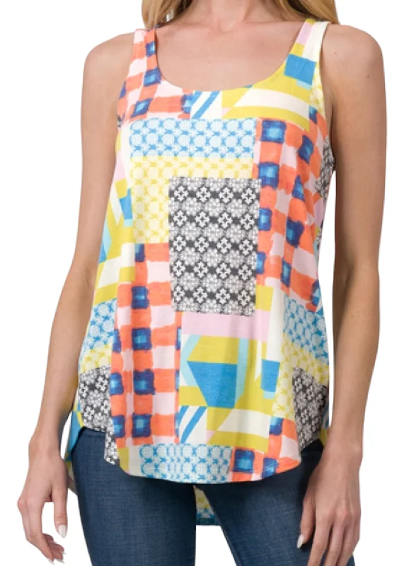 Summer Colored Patch Sleeveless Top