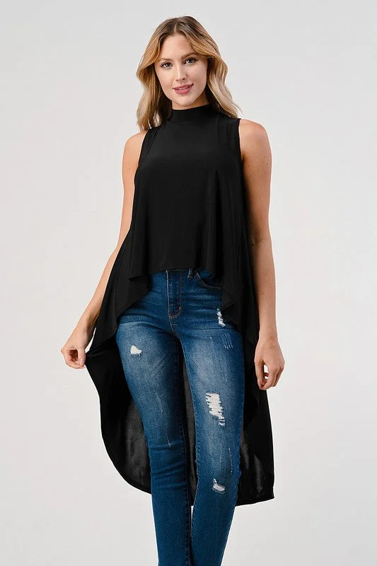 The Sleeveless Hi Low Mock Neck Top